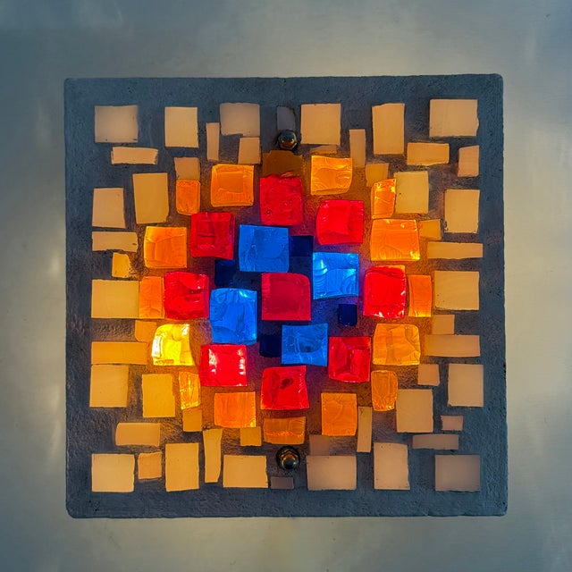 Brutalist Wall Lamp Glass in Resin, Germany, 1970s, Set of 2, in Good conditions. Designed 1970 to 1979 Up to 250V...