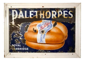 Large Early 20th Century Palethorps Pictorial Enamel Sausage Sign, 1920s