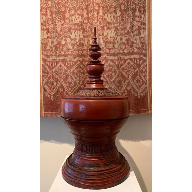 Antique Lacquer Offering Elm Bowl Southeast Asia For Sale - Image 10 of 11