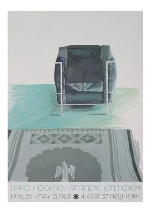 1969 David Hockney 'Corbusier Chair and Rug (Sm)' Pop Art Gray United Kingdom Offset Lithograph