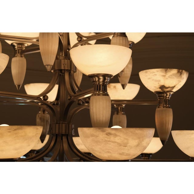 Art Deco Chandelier with Alabaster Bowls and Illuminated Cones, 1990s For Sale - Image 9 of 18