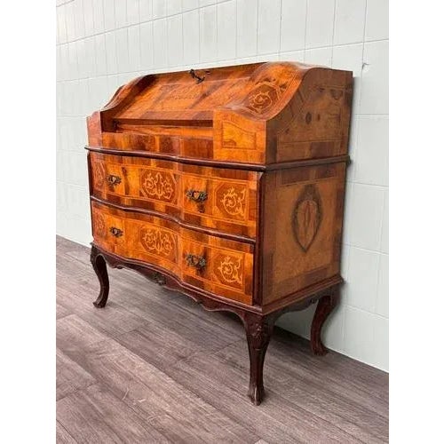 Italian Walnut Veneered Flap Desk, 1930s For Sale - Image 3 of 13