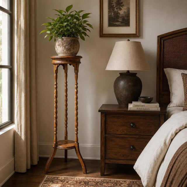 Vintage Solid Oak Barley-Twist Plant Stand For Sale - Image 16 of 16