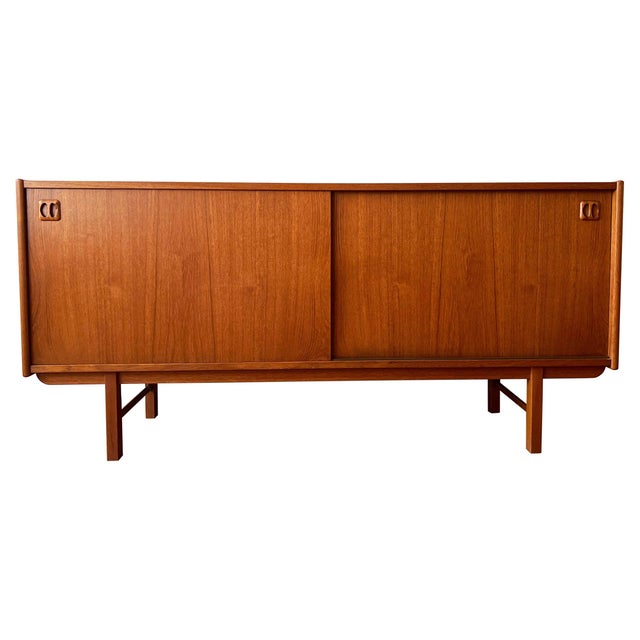1960s 1960s Mid Century Danish Teak Credenza with Shelving and Storage Drawer Denmark Design, Attributed For Sale - Image 5 of 16