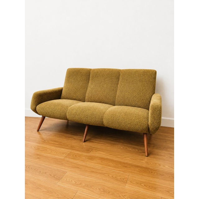 Marco Zanuso Mid-Century Three Seater Sofa in Bouclé Senape by Marco Zanuso, 1950s For Sale - Image 4 of 6