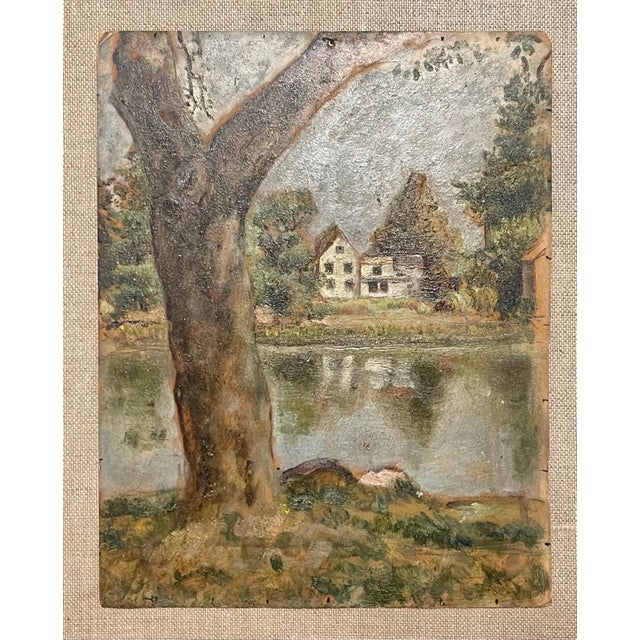 Simka Simkhovitch, Simka Simkhovitch WPA Artist Oil Painting American Modernist Landscape Pond Tree, c.1930's For Sale - Image 4 of 5
