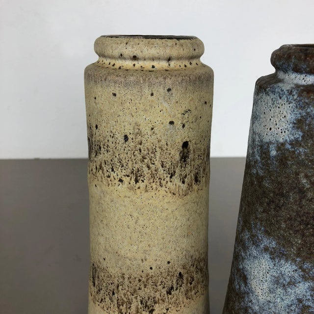 1970s Pottery Fat Lava 206-26 Vases by Scheurich, Germany, 1970s, Set of 2 For Sale - Image 5 of 16