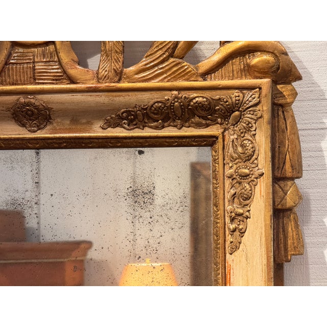19th Century French Empire Mirror With Carved Lyre Motif at Crest For Sale - Image 6 of 8