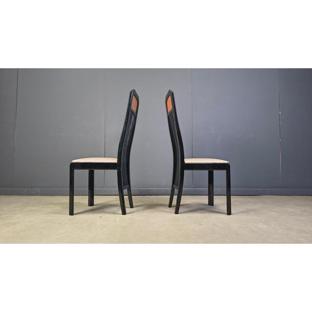 Vintage Burl Wood and Lacquer Dining Chairs, 1980s, Set of 6 For Sale - Image 4 of 14