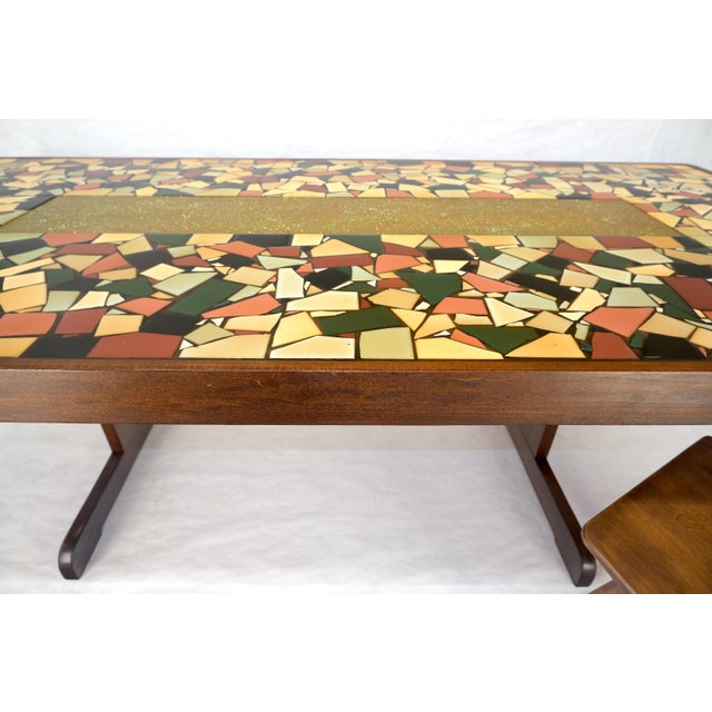 Large 46x92 Rectangle Tile Mosaic Top Funky Dining Table c1970s Artist Signed For Sale - Image 15 of 17