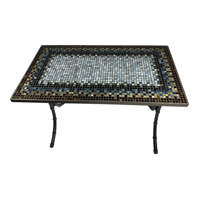 Custom Transitional Mosaic Tile & Steel Console Table Chairish