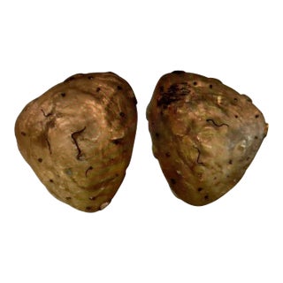 Pair of 1980s Italian Brutalist Bronze Sconces For Sale