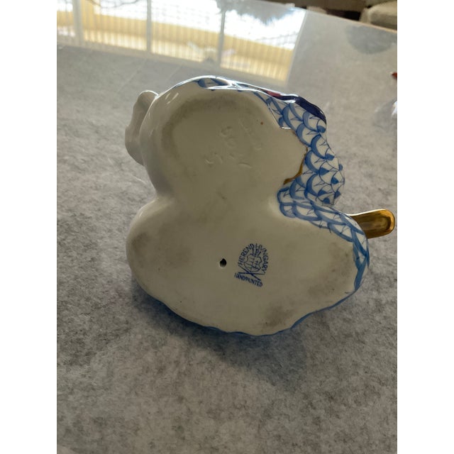 Art Deco Herend Blue Fishnet ‘Pair of Ducks” Figurine For Sale - Image 3 of 3