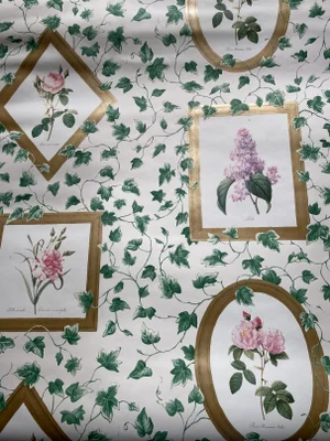 Waverly Schumacher Floral Prints & Ivy Green on White Double Roll Wallpaper
