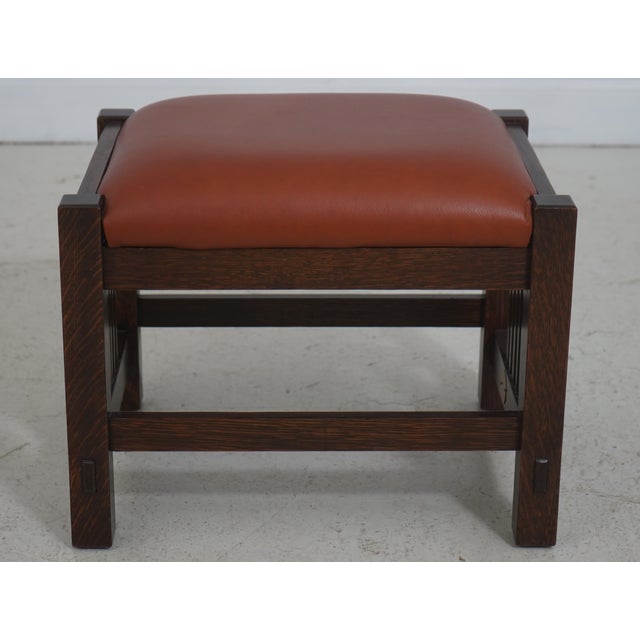 Stickley Mission Oak and Leather Morris Chair With Ottoman For Sale - Image 17 of 18