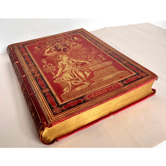 Antique 1888 French Large Leather Bound Book "La Belgique" For Sale - Image 11 of 18