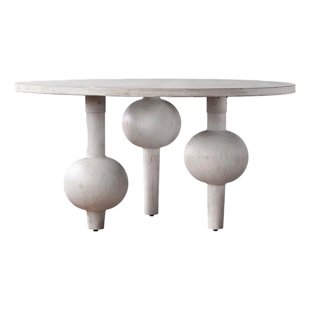 Matthew Izzo Home Bubbles Whitewashed Pine Wood Dining Table For Sale