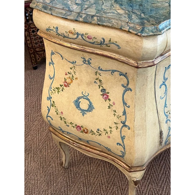 Wood 1920s An Italian Rococo Style Butter-Yellow Painted Bombe Cabinet For Sale - Image 7 of 11