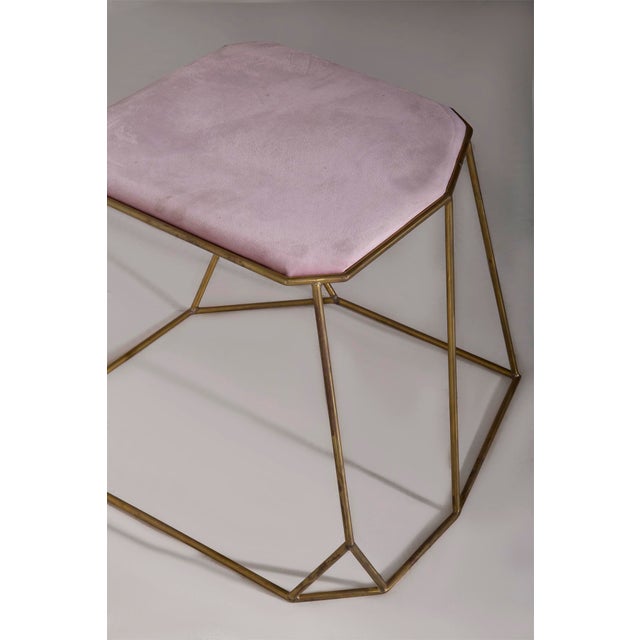 Set of Vintage Poufs in Pink Velvet, 2015 For Sale - Image 10 of 14