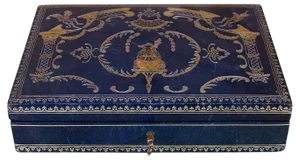 Napoleon III Jewelry Box Covered with Blue Moroccan Leather, 1860s