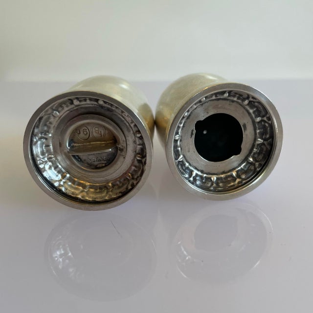 1960s Danish Mid Century Sterling Silver Egg Shaped Salt Pepper Shakers - a Pair For Sale - Image 4 of 6