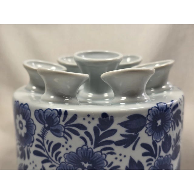 Ceramic Vintage Heinen Delfts Blauw Tulip Vase For Sale - Image 7 of 8