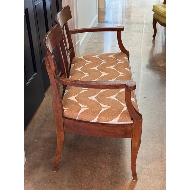 19th Century French Walnut Settee With Carved Lyre Splats For Sale - Image 9 of 11