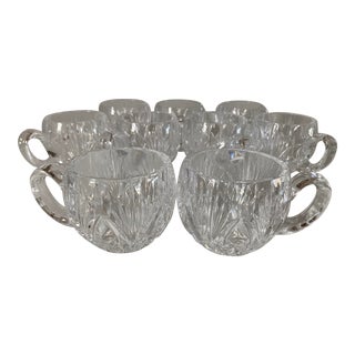 90's Waterford Marquis Cut Crystal Newberry Pattern Punch Cups S/9 For Sale