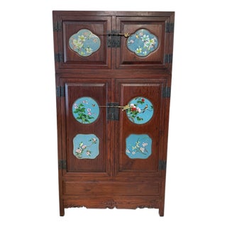Antique Chinese Rosewood & Cloisonné Enamel Compound Cabinet For Sale