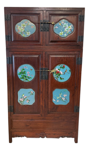 Antique Chinese Rosewood & Cloisonné Enamel Compound Cabinet
