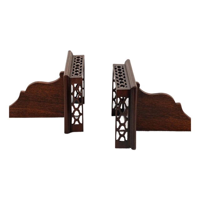 19th Century Pair English Mahogany Wall Brackets With Carved Shelf For Sale