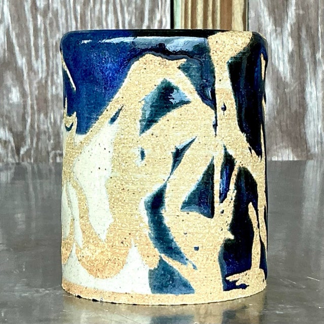 Ceramic Vintage Boho Studio Pottery Vase For Sale - Image 7 of 7