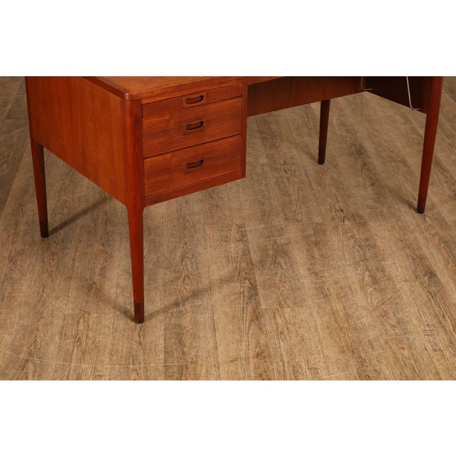 Danish Modern Teak Executive Writing Desk For Sale - Image 12 of 18