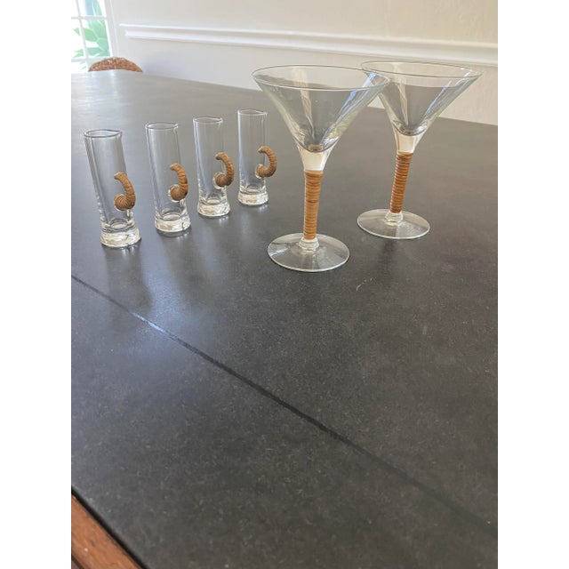 1940s Carl Aubock Shot Glasses With Rattan Wrapped Handles -Set of 4 For Sale - Image 10 of 11