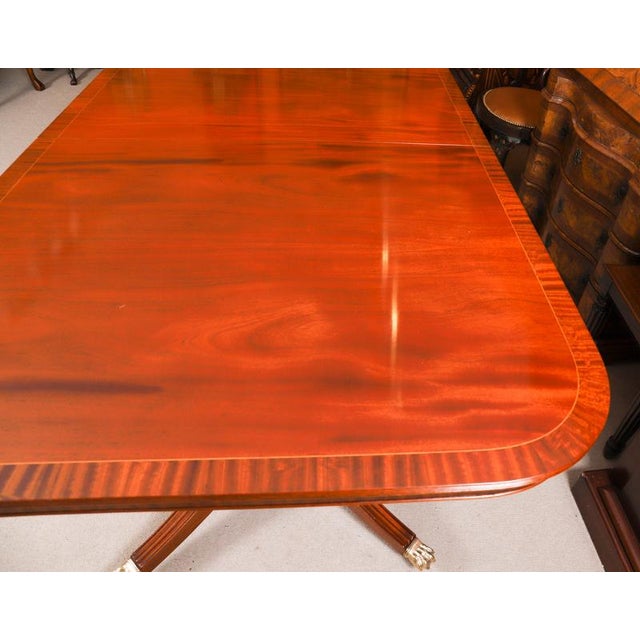 Vintage Regency Revival Flame Mahogany Dining Table and Chairs, Set of 11 For Sale - Image 9 of 14