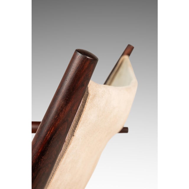 Rare Pair (2) of Restored Stokke "Stick" Chairs in Suede & Rosewood by Jens H. Quistgaard for Nissen Langaa, Denmark, C. 1960s For Sale - Image 17 of 18