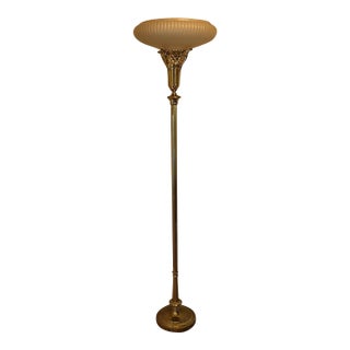 Vintage Art Deco or Hollywood Regency Style Torchiere Floor Lamp For Sale