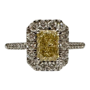 Natural Yellow Diamond Cocktail Ring 14kt White Gold 1.31ctw vs Size 6.5