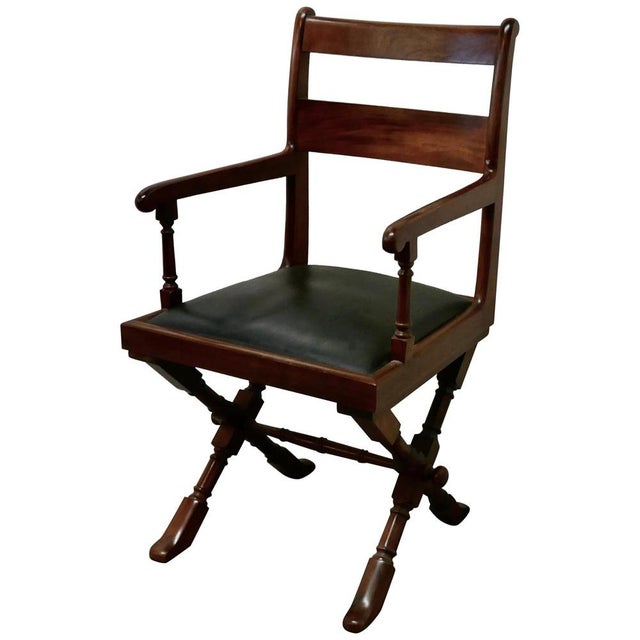 Arts & Crafts X-Frame Mahogany Desk Chair, 1880s For Sale - Image 7 of 7