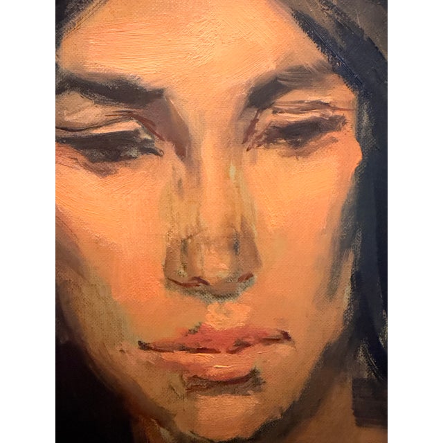 Wood 1960s Jan De Ruth Signed Oil Portrait of a Woman in Ornate Gold-Tone Frame For Sale - Image 7 of 9