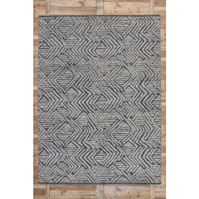 Modern Gray High-Low Rug - 09'09 X 13'06 For Sale - Image 9 of 10