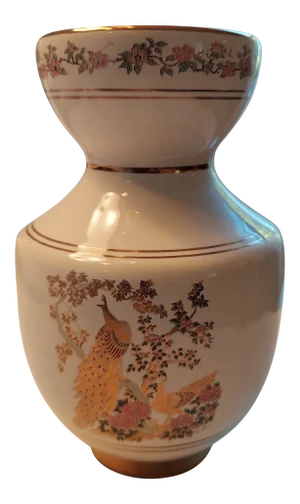 "Neofitou" 24k Gold Accent Peacock and Peahen Vase Hand Made in Greece