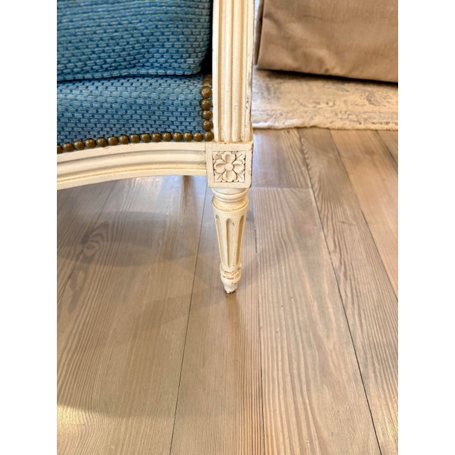 1940s French Louis XVI Style Painted Bergere Armchair For Sale - Image 10 of 11