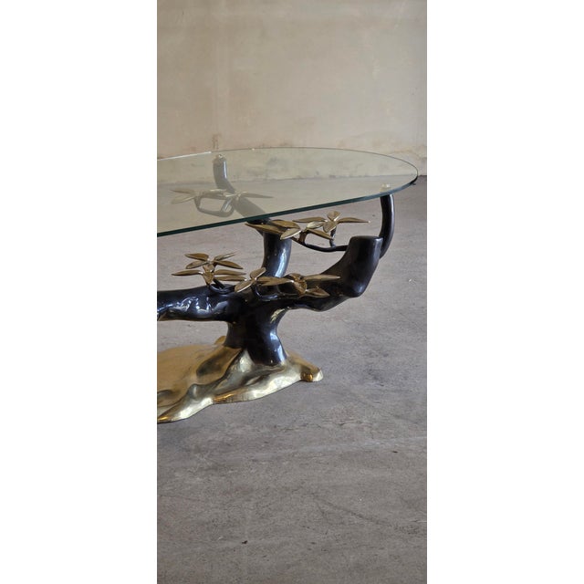 2000 - 2009 Vintage Brass and Glass Bonsai Tree Coffee Table by Willy Daro, 1980s For Sale - Image 5 of 14