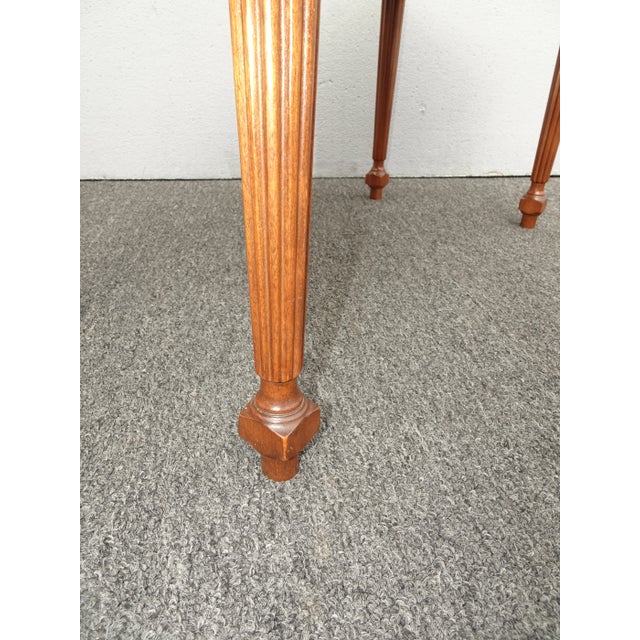 Vintage French Needlepoint Tapestry Bench Stool ~ Green Floral Stitch For Sale - Image 11 of 12