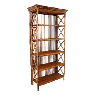 Mid 20th Century Hollywood Regency Bamboo Rattan Étagère Bookcase For Sale