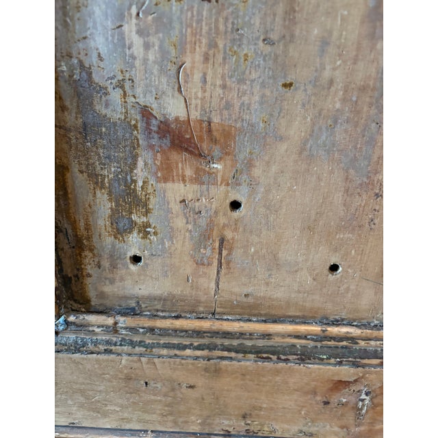 19th Century 19th Century Primitive French Pine Hanging Cabinet, Original Painted Interior For Sale - Image 5 of 16