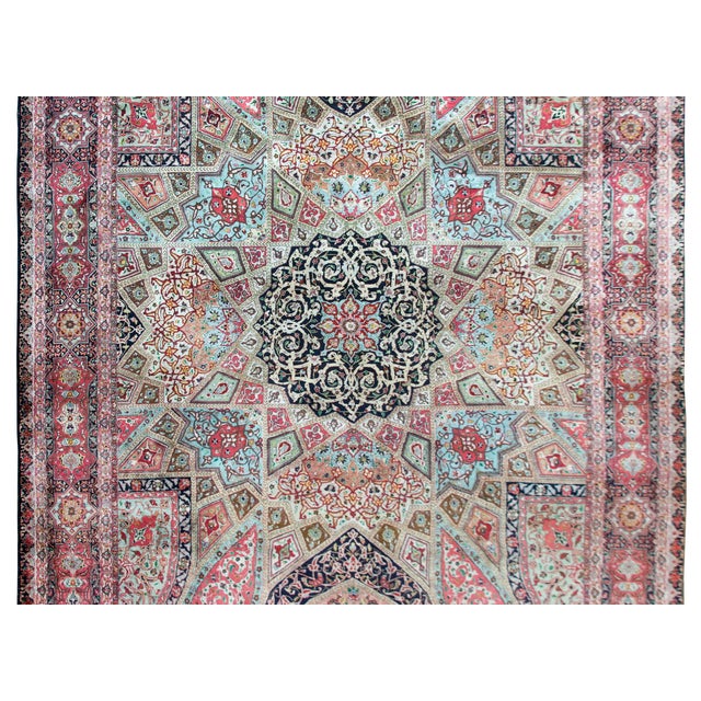 Red Vintage Persian Qum Rug For Sale - Image 8 of 15