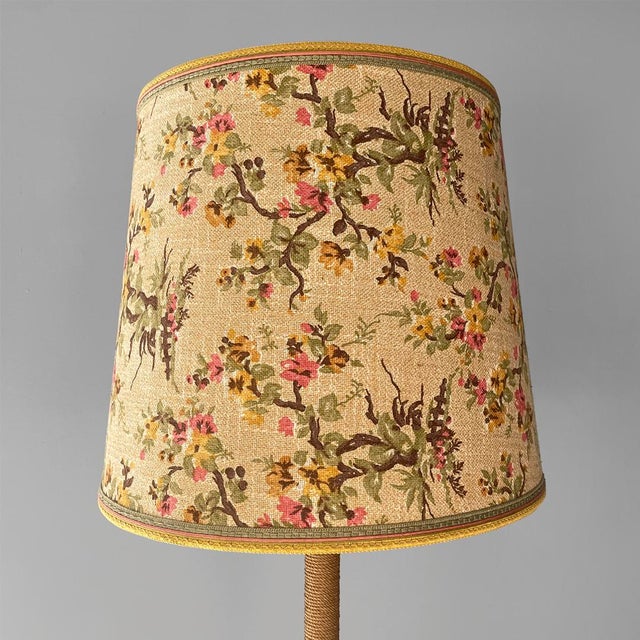 Art Deco Italian Floor Lamp in Wood, Fabric and Rope, 1930s For Sale - Image 3 of 13