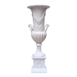 Monumental Ardalt Impero Blanco Pedestal Vase, Romanesque Design, 1950's, Italy, # 5929 For Sale